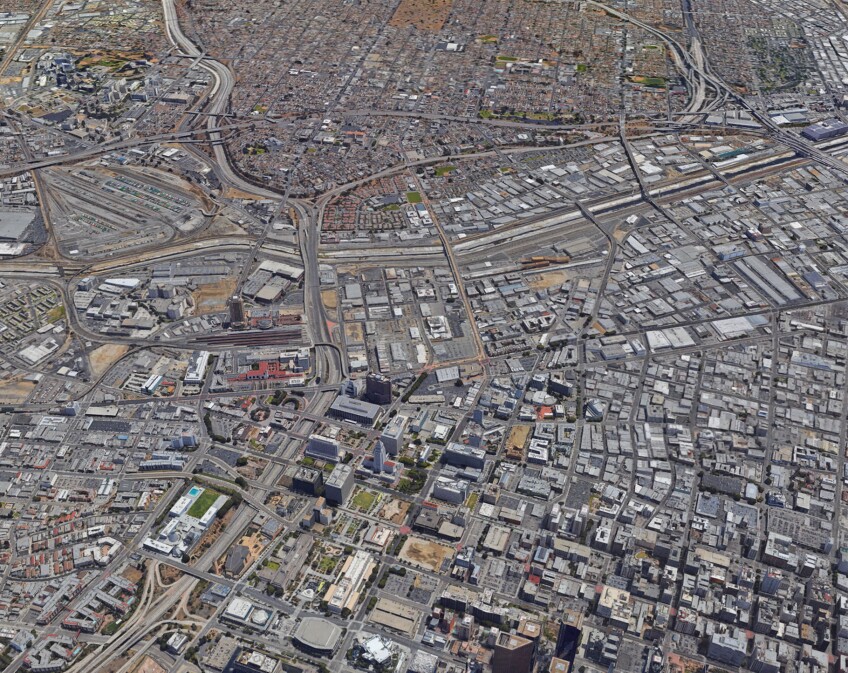 A Google Earth approximation of the same aerial view today.
