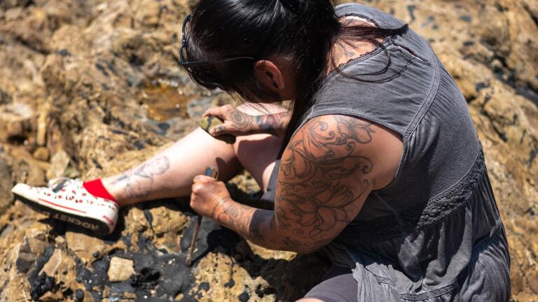 A Natural Tar that Seeps From Cracks Along the Coast