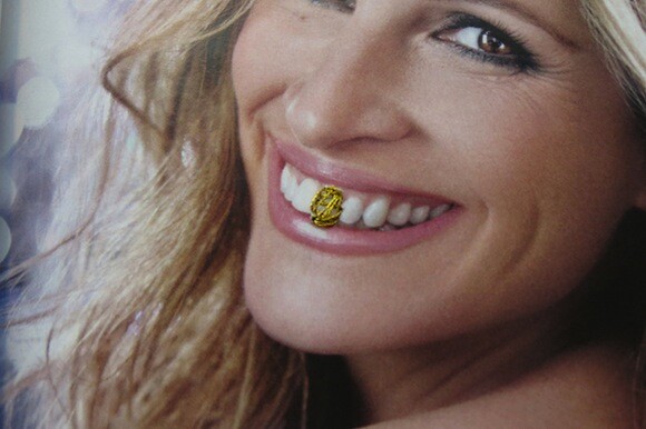 Gold-toothed Julia, an altered magazine piece by librarian and artist Mark Bieraugel. | Photo: Catherine Trujillo.