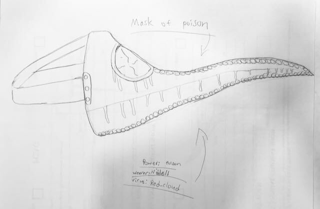 A plague doctor mask drawn by Monika Ramirez Wee’s son when he was 11 during Spring 2020.