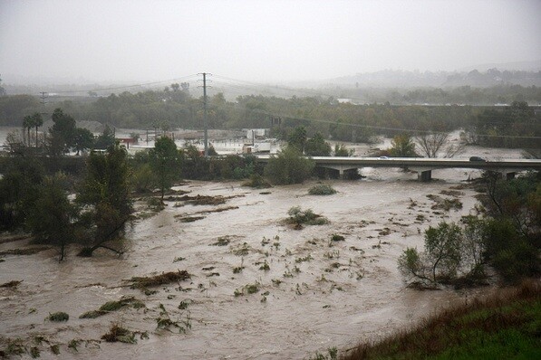 The Santa Ana River in Norco during storms in December 2010