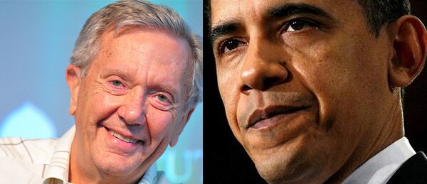 Bruce Babbit, left, and Barack Obama, right