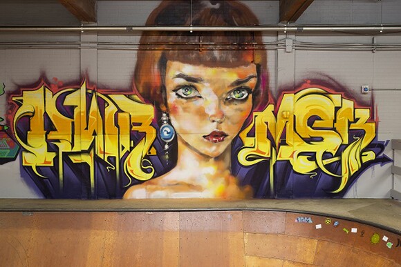 EVOL and KRUSH collaborative piece at Hurley Skate Park