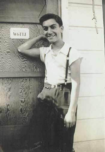 Art Laboe, age 14, standing in front of his HAM Radio shack, 1940 | Courtesy: Art Laboe Archives