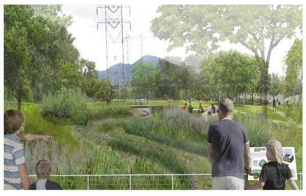 A view of the new streambed area from the bridge closest to Parkside Avenue | Courtesy of Parks, Recreation and Community Services for the City of Burbank