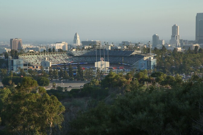A view of baseball stadium, Dodger Stadium from Elysian Park