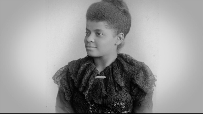 Black and white photo of Ida B. Wells