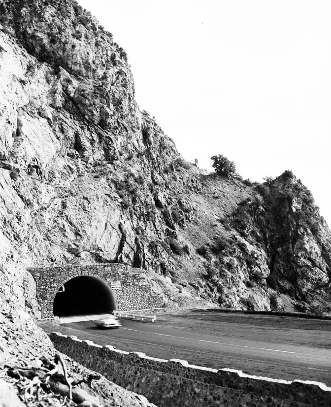 Angeles Crest Highway tunnel in 1956