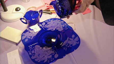 Appraisal: Etched Cobalt Glass, ca. 1935