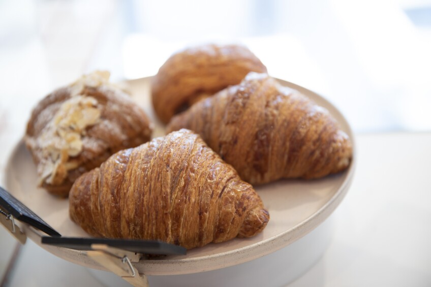 A plate of croissants.