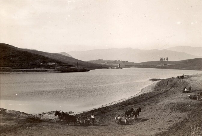 Silver Lake Dam, showing stripping for upper and lower toes.