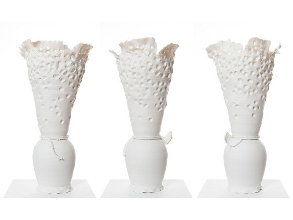 Vessels, unglazed porcelain, 2015, by Mineo Mizuno. | Courtesy of the artist and the Samuel Freeman Gallery