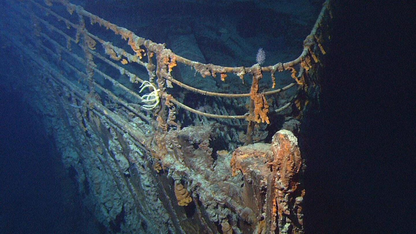 A section of an underwater relic. | From "Secrets of the Dead: Abandoning the Titanic"