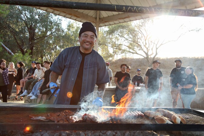 Roy Choi meets the people actively preserving Latinx cuisine in L.A.'s Chavez Ravine. Photo credit: Randall Michaelson