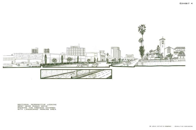 From the 'Report on Geometric Design Proposed Beverly Hills Freeway for Beverly Hills City Council' by De Leuw, Cather & Company, 1964. Courtesy of the Metro Transportation Library and Archive.