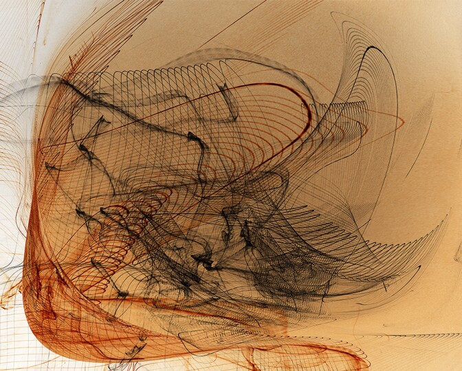 "Wave" by Echo Lew, 2016, Photography of moving light printed in ink, with watercolor on fine art paper.