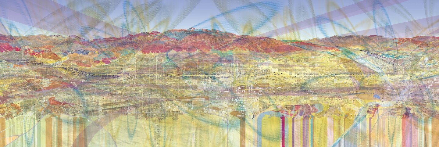 John Bohn, Red Hill Portion of "Route 66 Pathway; Pomona to San Bernardino." 2016. Emaki. (Header)