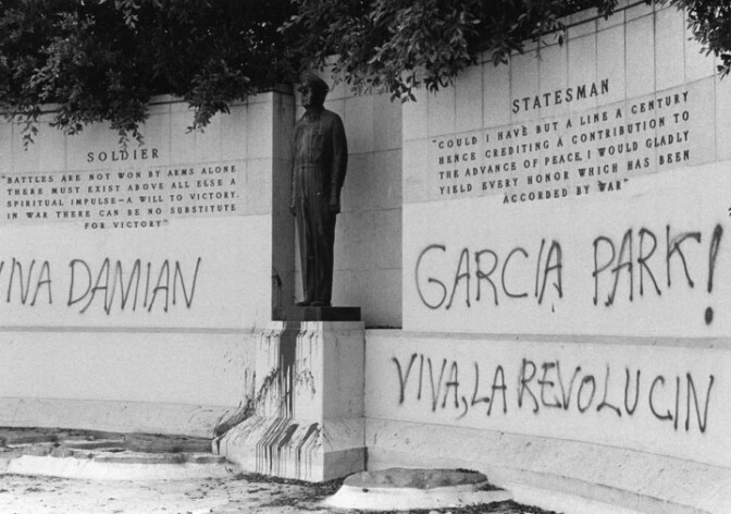 In 1983, the Revolutionary Communist Party petitioned the city of Los Angeles to rename MacArthur Park in honor of Damien Garcia, a party member who had been killed while organizing a May Day rally in East Los Angeles.