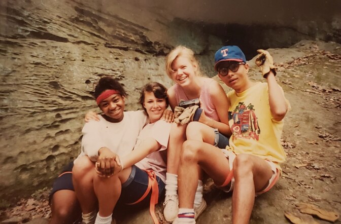 Anil Shahi and some friends pose on a rock climbing trip during his college days college days in Edinboro, Pennsylvania, 1990. | Courtesy of Anil Shahi