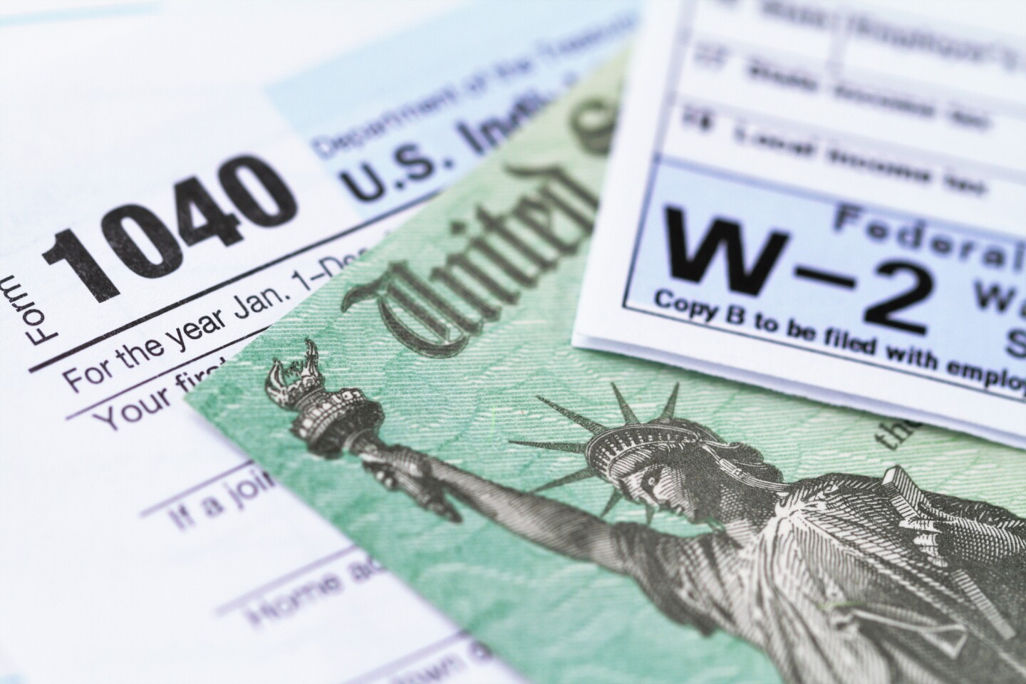 Tax documents on a table