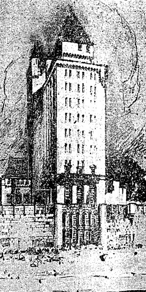 14-story Pacific Coast Club tower | Source: LA Times, 1926