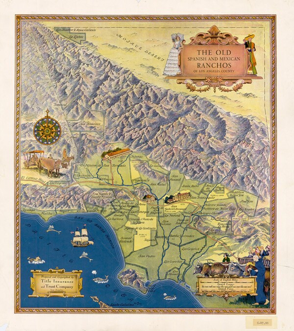 'Old Spanish and Mexican Ranchos of Los Angeles County' by the Title Insurance and Trust Company of Los Angeles, dated 1937. Map/Photo courtesy of the Los Angeles Public Library