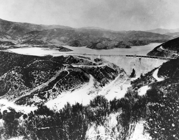 St. Francis Dam prior to its failure, ca. 1926 | Security Pacific National Bank Collection, Courtesy of the Los Angeles Public Library