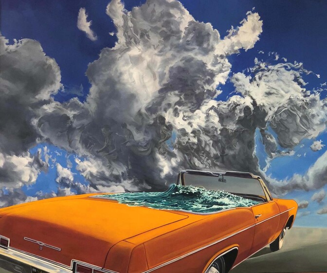 John Valadez's "Drive-In" from the AltaMed Health Services Corporation collection | Courtesy of AltaMed