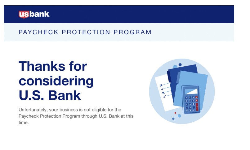 Steve Grandjean struggled to apply for a loan with US Bank, and sent LAist this screenshot on April 6, 2020.