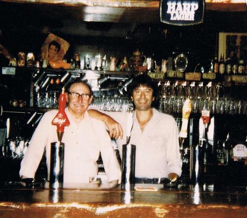Kim Gardner with his father at the original Cat & Fiddle in Laurel Canyon
