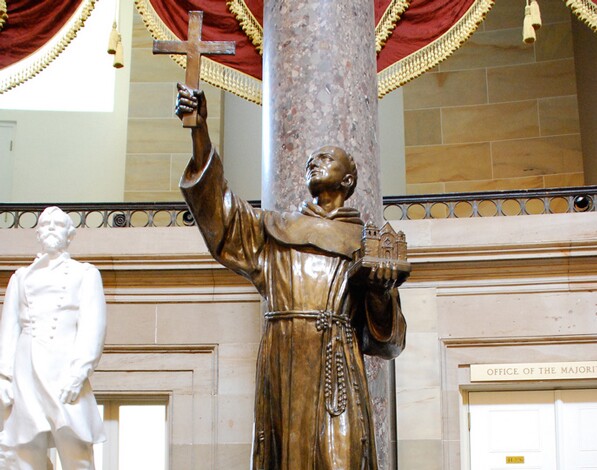 Statue of Junipero Serra in the U.S. Capitol's Statuary Hall. Photo by Flickr user afagen. Used under a Creative Commons license.
