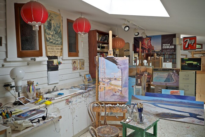 Patricia Chidlaw's studio in Santa Barbara takes full advantage of the ocean light through a skylight. | Photo: Osceola Refetoff