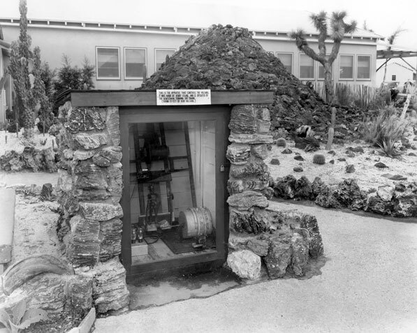 One of the first attractions at Knott's Berry Farm was an artificial volcano. Courtesy of the Orange County Archives.