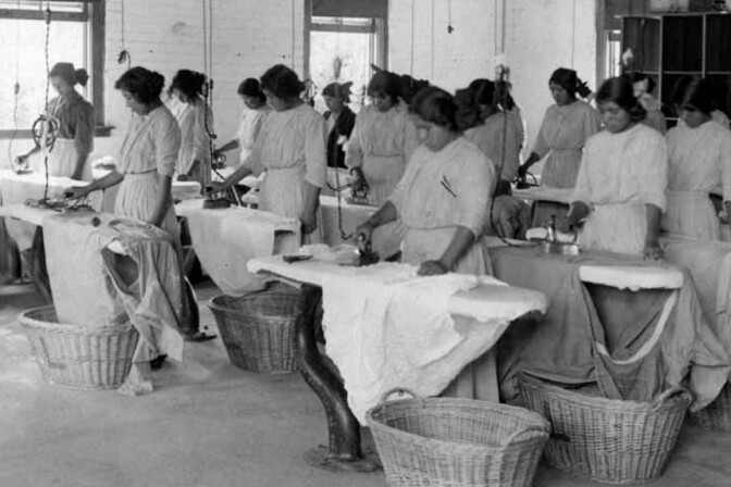 Young women attending Sherman Indian School were in the past trained as domestic workers. Credit: Sherman Indian Museum.