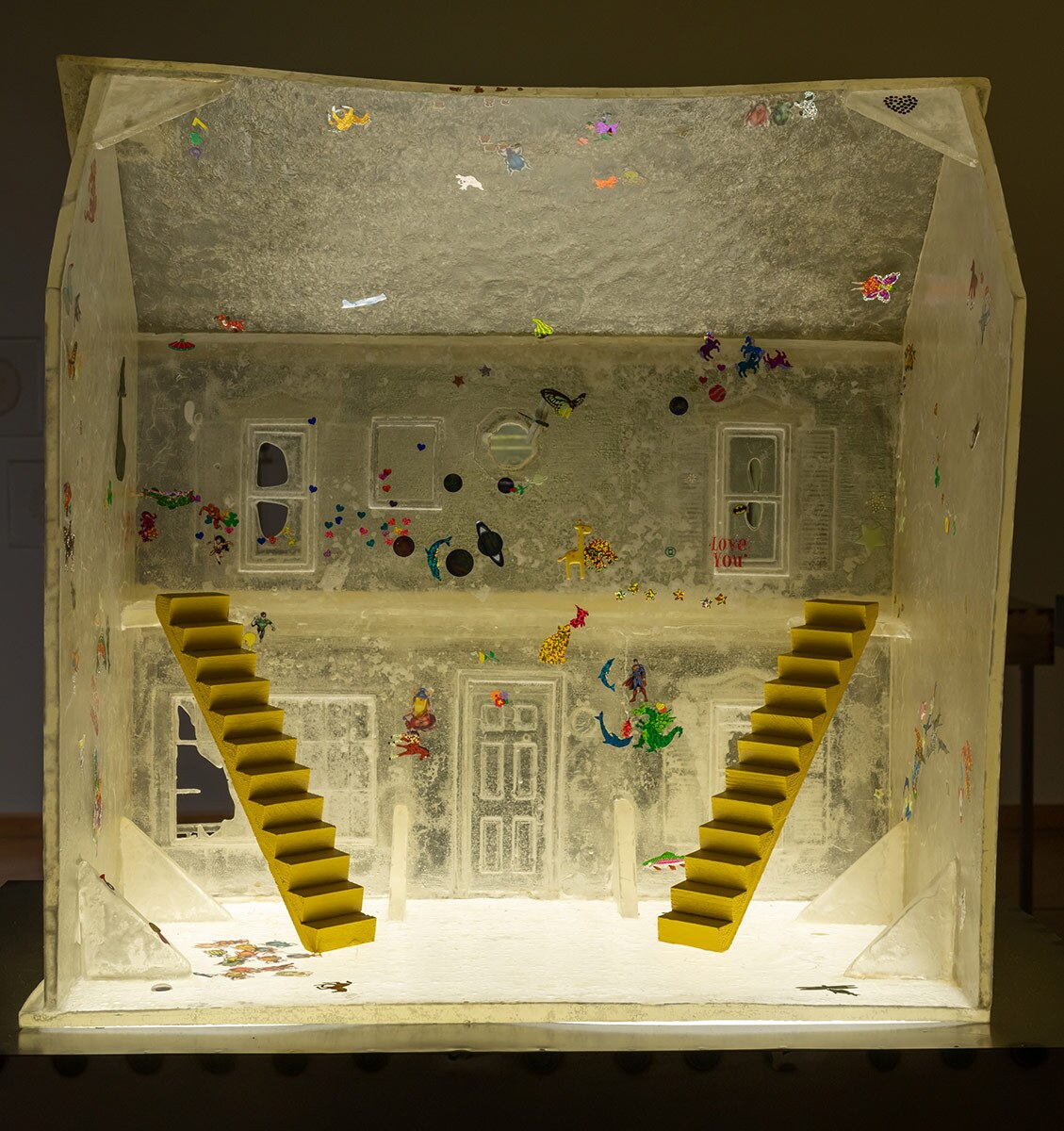 Installation view of "Sula Bermúdez-Silverman: Neither Fish, Flesh, nor Fowl" at CAAM featuring a white dollhouse made of sugar. | Elon Schoenholz