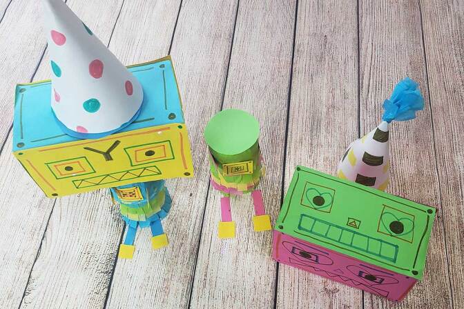robot piñata assembly family math activity