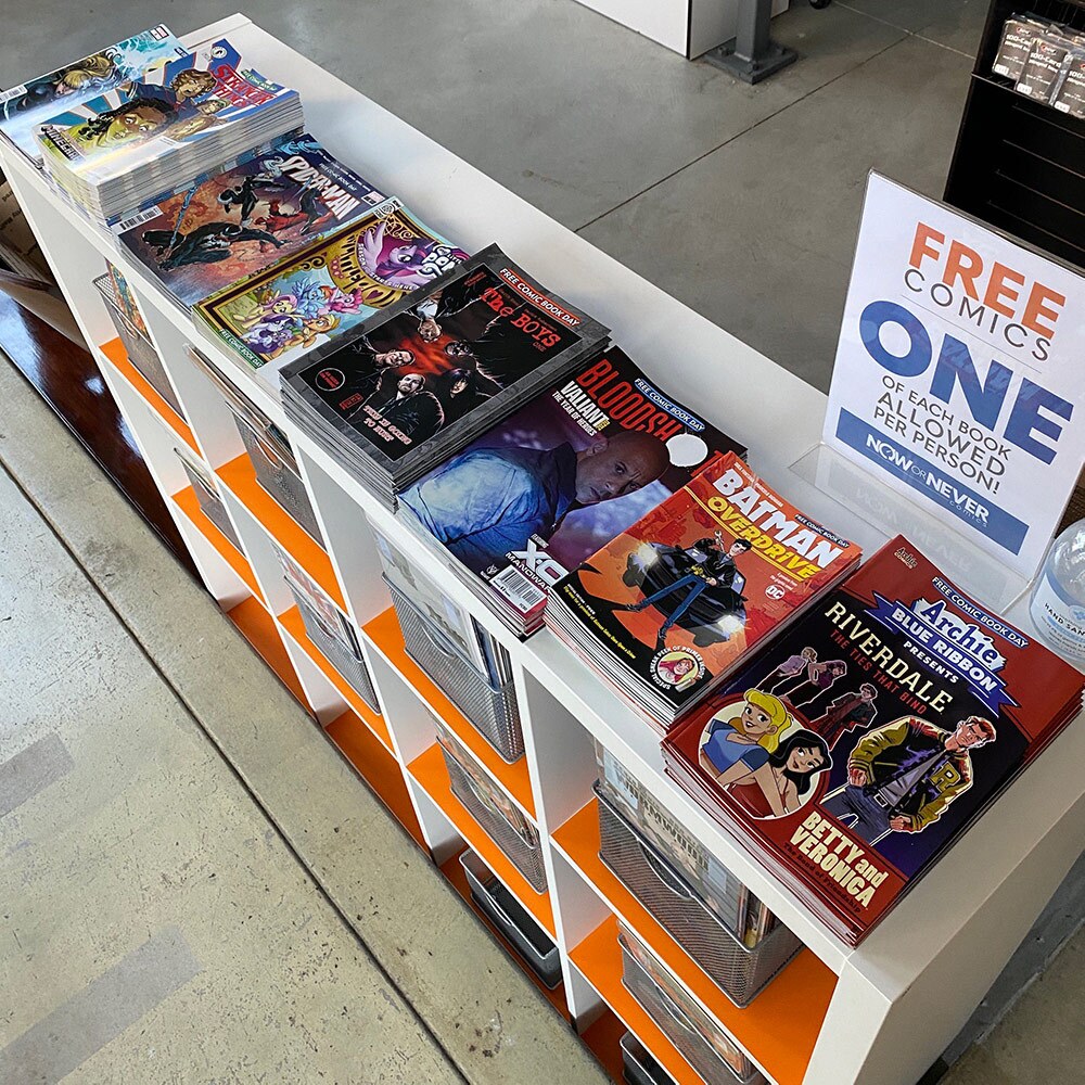 The bins at Now or Never Comics | Courtesy of Give Comics Hope