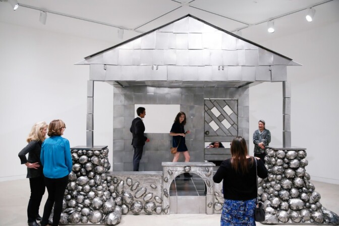 "The Lakota Porch: A Time Traveler, 2017" by Beatriz Cortez. Welded steel and sheet metal | Ryan Miller OCMA Triennial