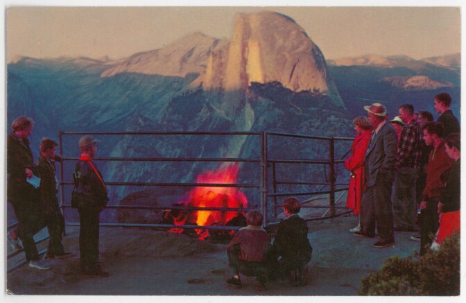 The Firefall bonfire atop Glacier Point