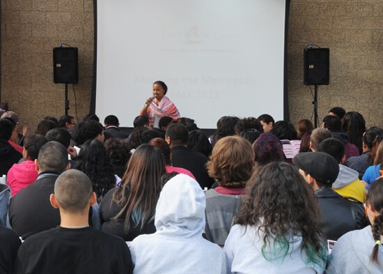 Shelby Williams-Gonzalez, The HeArt Project Artistic Director, welcomes the students