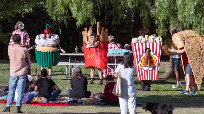 "The Food Group" by Ry Rocklen at Current:LA Food performance in Palms Park | Courtesy of the Department of Cultural Affairs