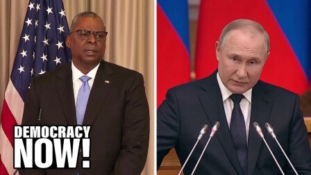 Secretary of Defense Lloyd Austin and Russian President Vladimir Putin.