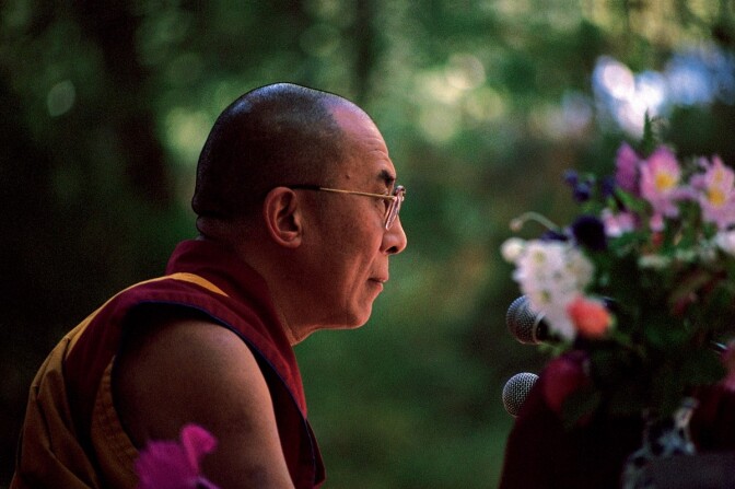 His Holiness the Dalai Lama at the Vajrapani Institute in the Santa Cruz Mountains, 1989 | Don Farber