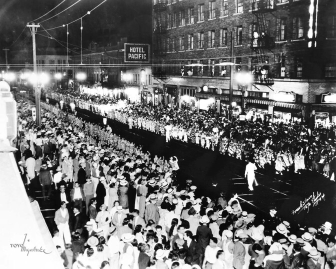 The 1934 Nisei Week Parade | Courtesy of Toyo Miyatake Studio