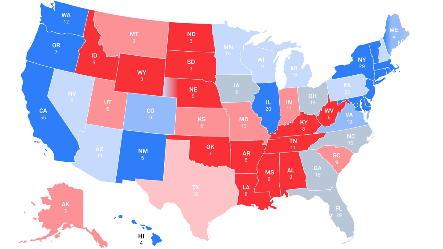 Electoral College Votes map 2020 | From NewsHour Electoral College Calculator