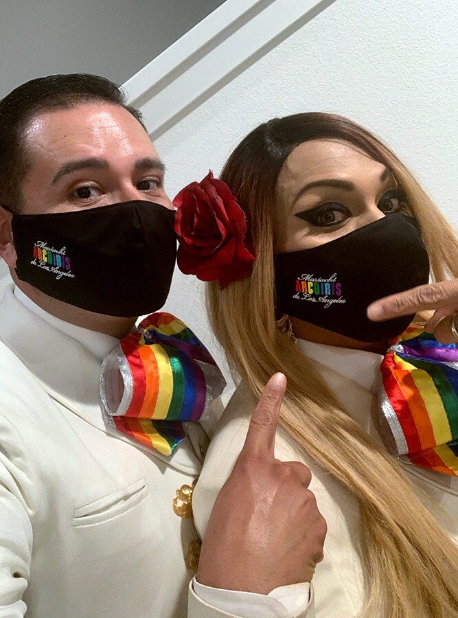 Natalia Melendez and Carlos Samaniego wear face masks. | Courtesy of Carlos Samaniego