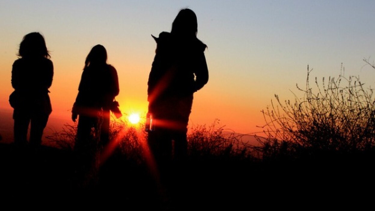 Hiking in Orange County at sunset.