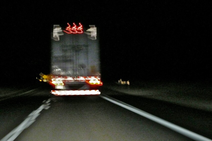Heading South on Highway 395, North of Mojave, CA. 2011.