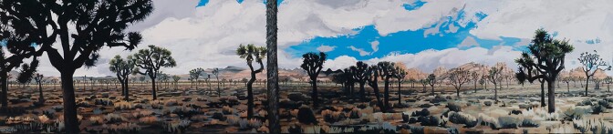 Diane Best's 2009 painting of a Joshua tree woodland in Joshua Tree National Park. | Courtesy of the artist.