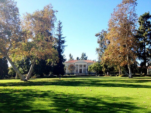 Marston Quad, looking west to Carnegie Building, Pomona College.